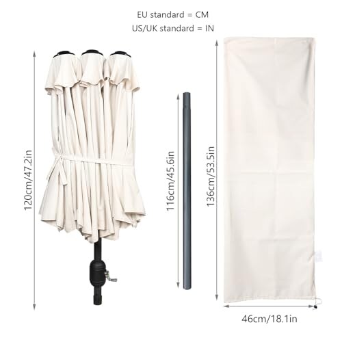 Ombrellone da Giardino VOUNOT 300x150cm UV50+ Beige - immagine 2