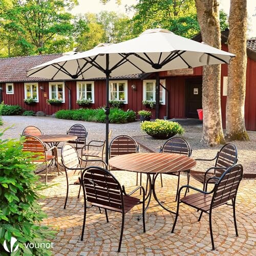 Ombrellone da Giardino VOUNOT 300x150cm UV50+ Beige - immagine 4