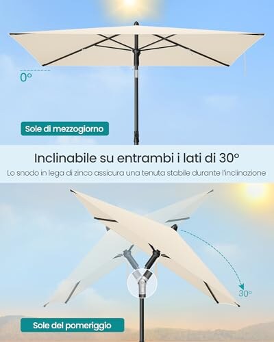 Ombrellone da Patio SONGMICS 190x120cm UPF 50+ - immagine 2