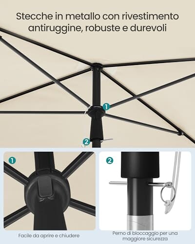 Ombrellone da Patio SONGMICS 190x120cm UPF 50+ - immagine 5