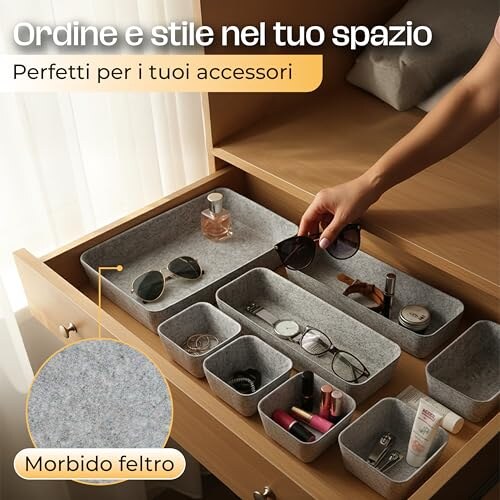 Organizer per Cassetti in Feltro Set 8 Pezzi - immagine 1