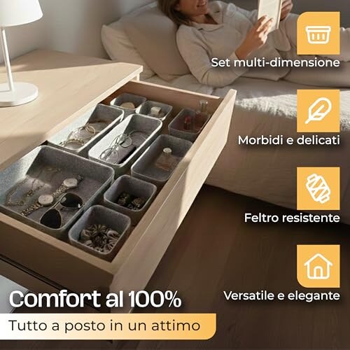 Organizer per Cassetti in Feltro Set 8 Pezzi - immagine 3