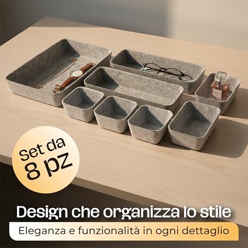 Organizer per Cassetti in Feltro Set 8 Pezzi - immagine 4