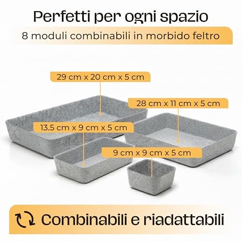 Organizer per Cassetti in Feltro Set 8 Pezzi - immagine 5