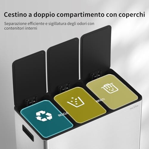 Pattumiera Differenziata 3 Scomparti mVm 45L - immagine 1