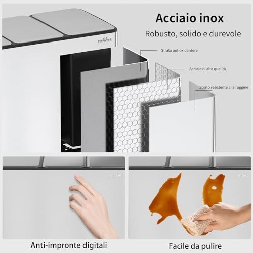 Pattumiera Differenziata 3 Scomparti mVm 45L - immagine 3