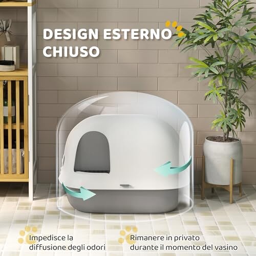 PawHut Lettiera Chiusa per Gatti Bianco e Grigio - immagine 2