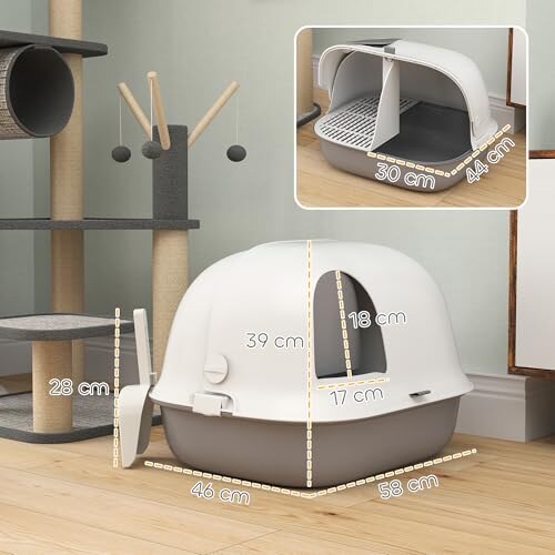 PawHut Lettiera Chiusa per Gatti Bianco e Grigio - immagine 6