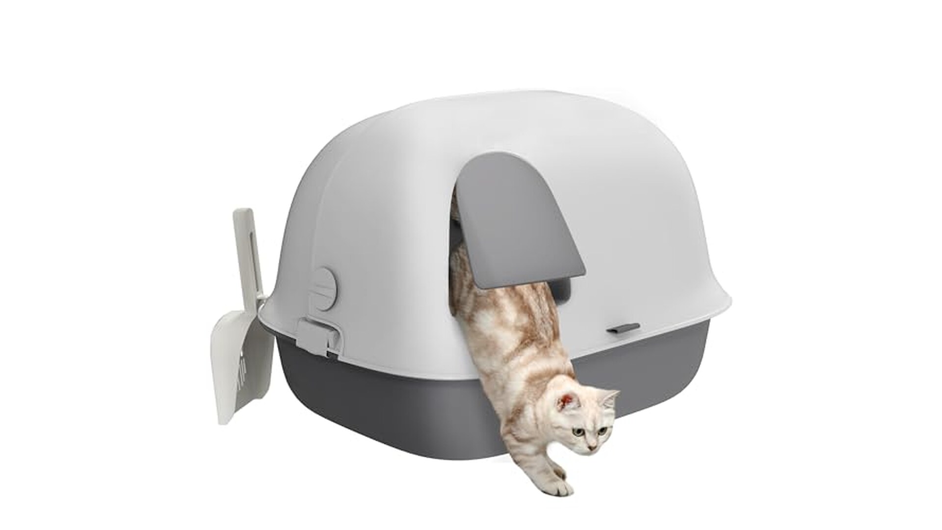 PawHut Lettiera Chiusa per Gatti Bianco e Grigio