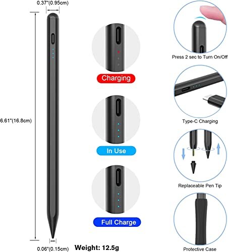Penna Stilo per iPad con Rifiuto Palmo e Punte di Ricambio - immagine 2
