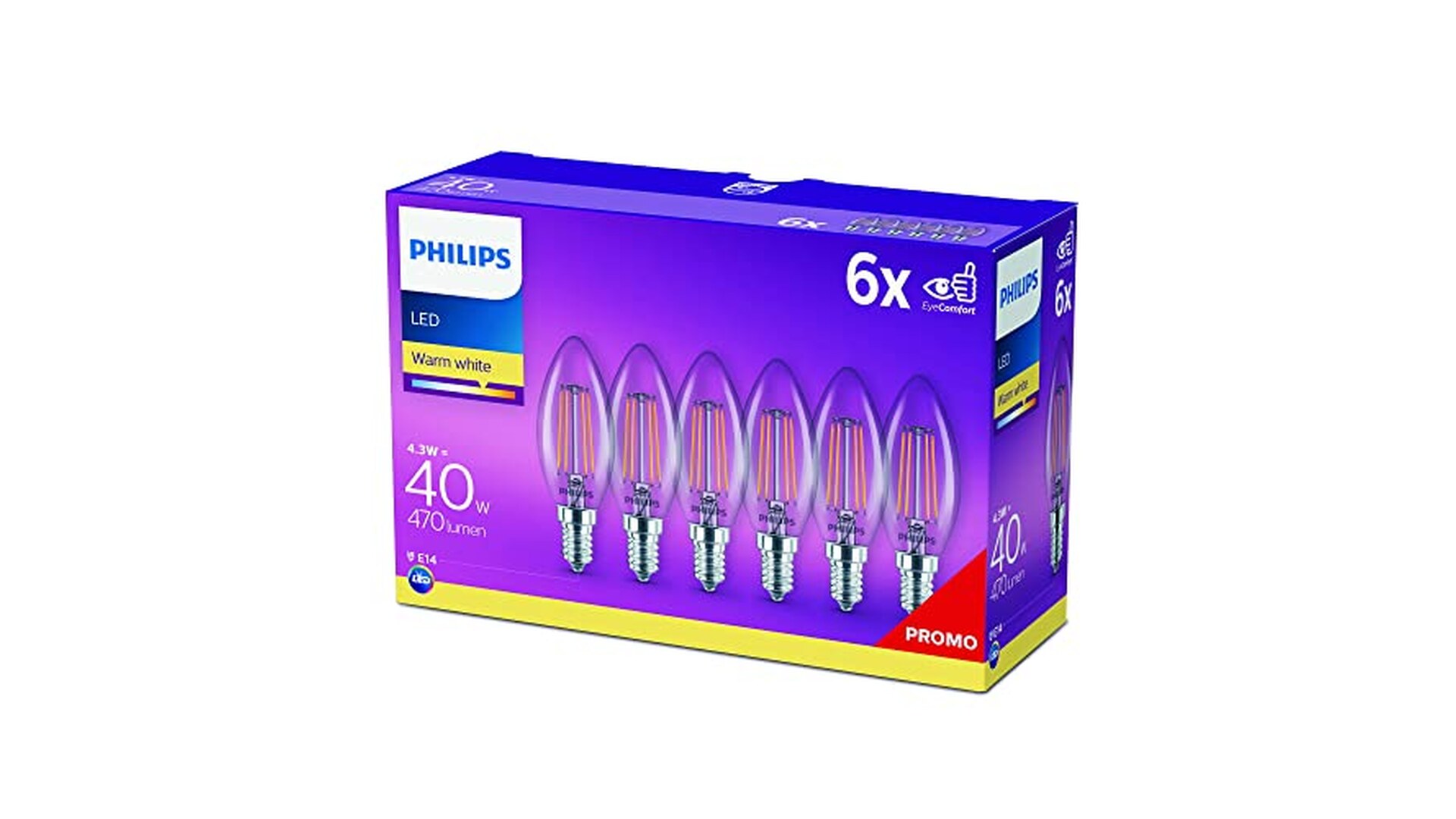 Philips Lampadina LED Oliva Filamento 40W E14