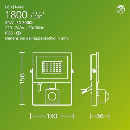 Philips Lois Proiettore Esterni 20W con Sensore - immagine 2