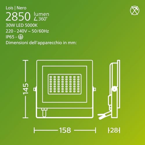 Philips Proiettore Lois Nero 30W 50000h - immagine 2