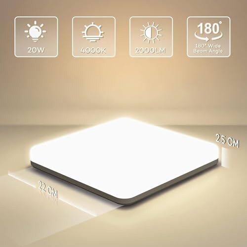 Plafoniera LED Quadrata 20W 4000K IP44 - immagine 1