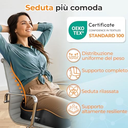 PTylo Cuscino Sedia Ufficio in Memory Foam - immagine 2