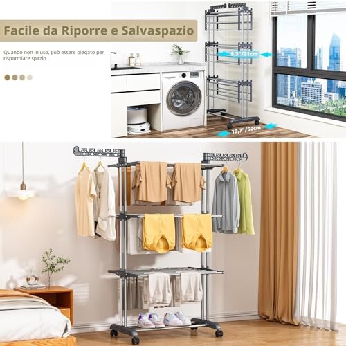 PurKeep Stendino a 4 Ripiani Pieghevole - immagine 1