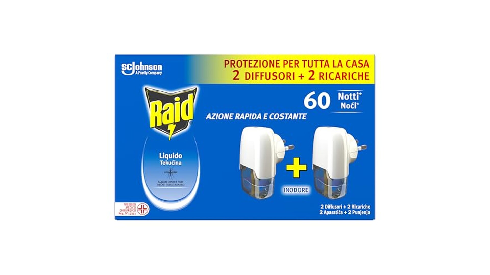 Raid Antizanzare Inodore: Protezione per 60 Notti