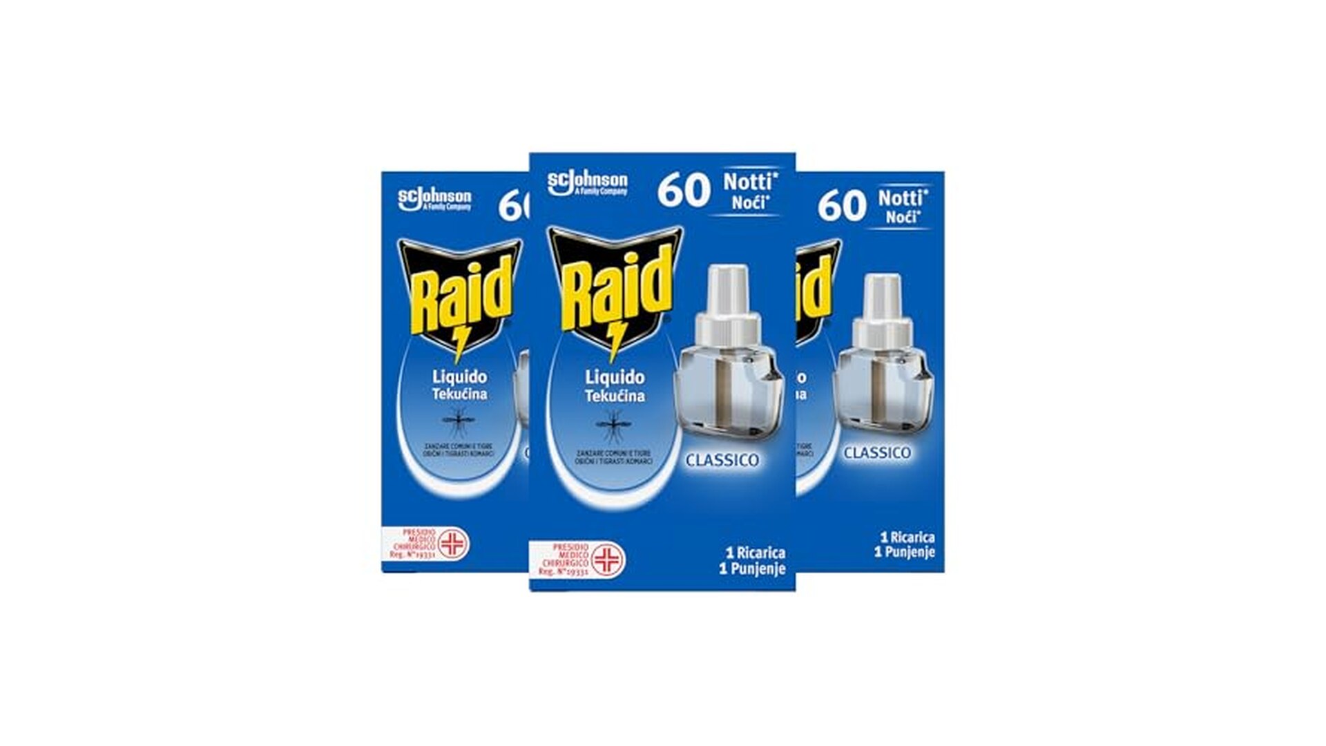 Raid Liquido Elettrico 3x36ml per Zanzare - 60 Notti
