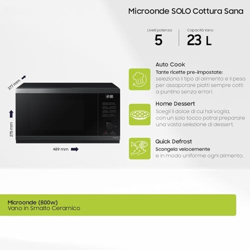 Samsung Microonde MS23DG4504AGE1, 23 L - immagine 1
