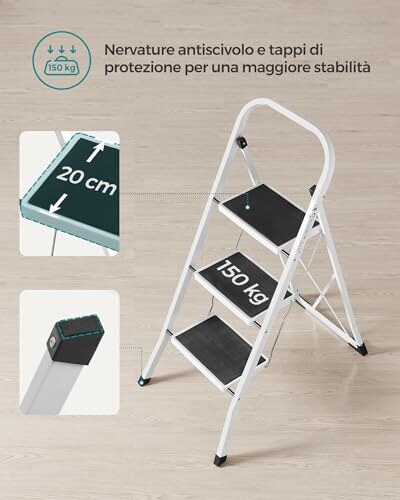 Scaletta Pieghevole SONGMICS a 3 Gradini - immagine 4