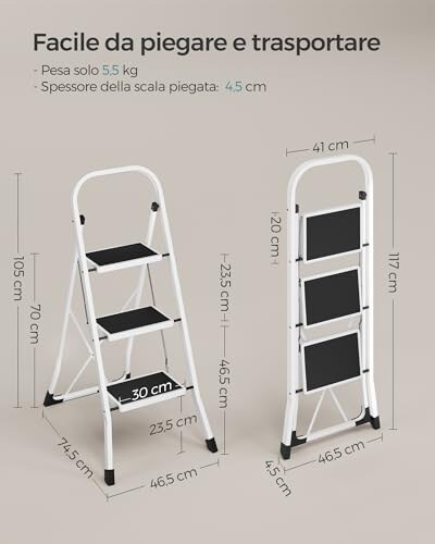 Scaletta Pieghevole SONGMICS a 3 Gradini - immagine 5