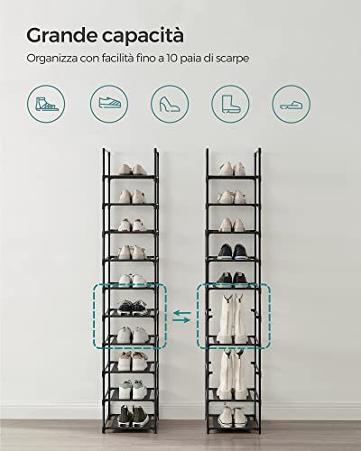 Scarpiera SONGMICS 10 Ripiani Nero - immagine 3