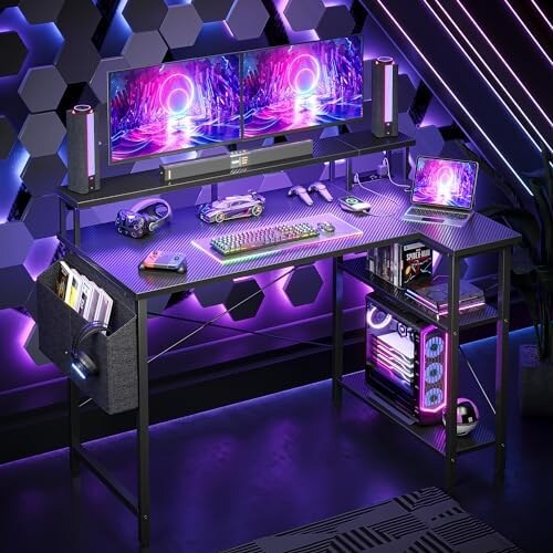 Scrivania Angolare Gaming BEXEVUE con LED - immagine 1