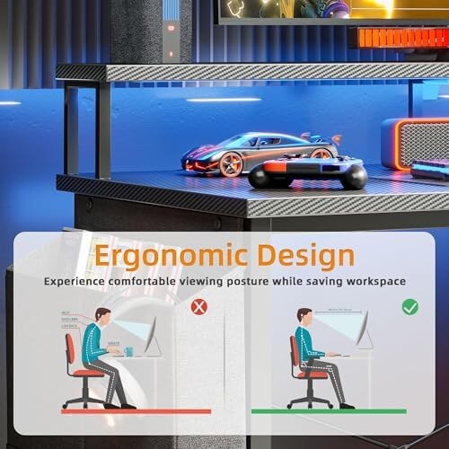 Scrivania Angolare Gaming BEXEVUE con LED - immagine 6