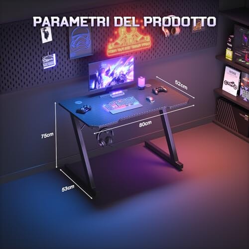 Scrivania Gaming JUMMICO 80x52cm Ergonomica - immagine 2
