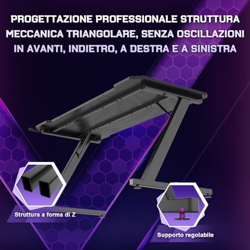 Scrivania Gaming JUMMICO 80x52cm Ergonomica - immagine 4