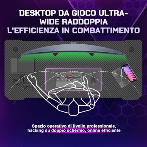 Scrivania Gaming JUMMICO 80x52cm Ergonomica - immagine 5