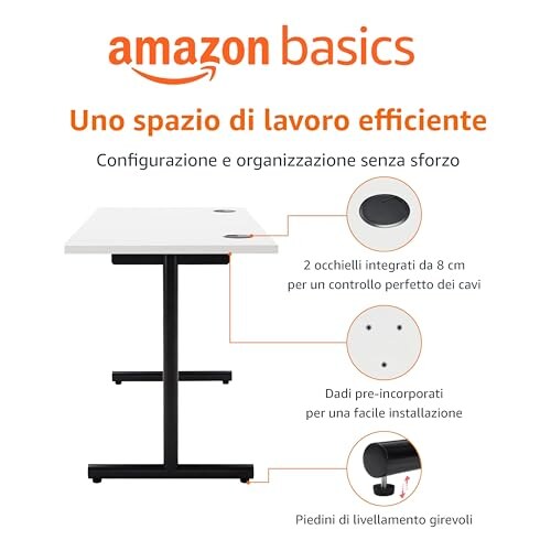 Scrivania Moderna Amazon Basics per Ufficio e Gaming - immagine 3
