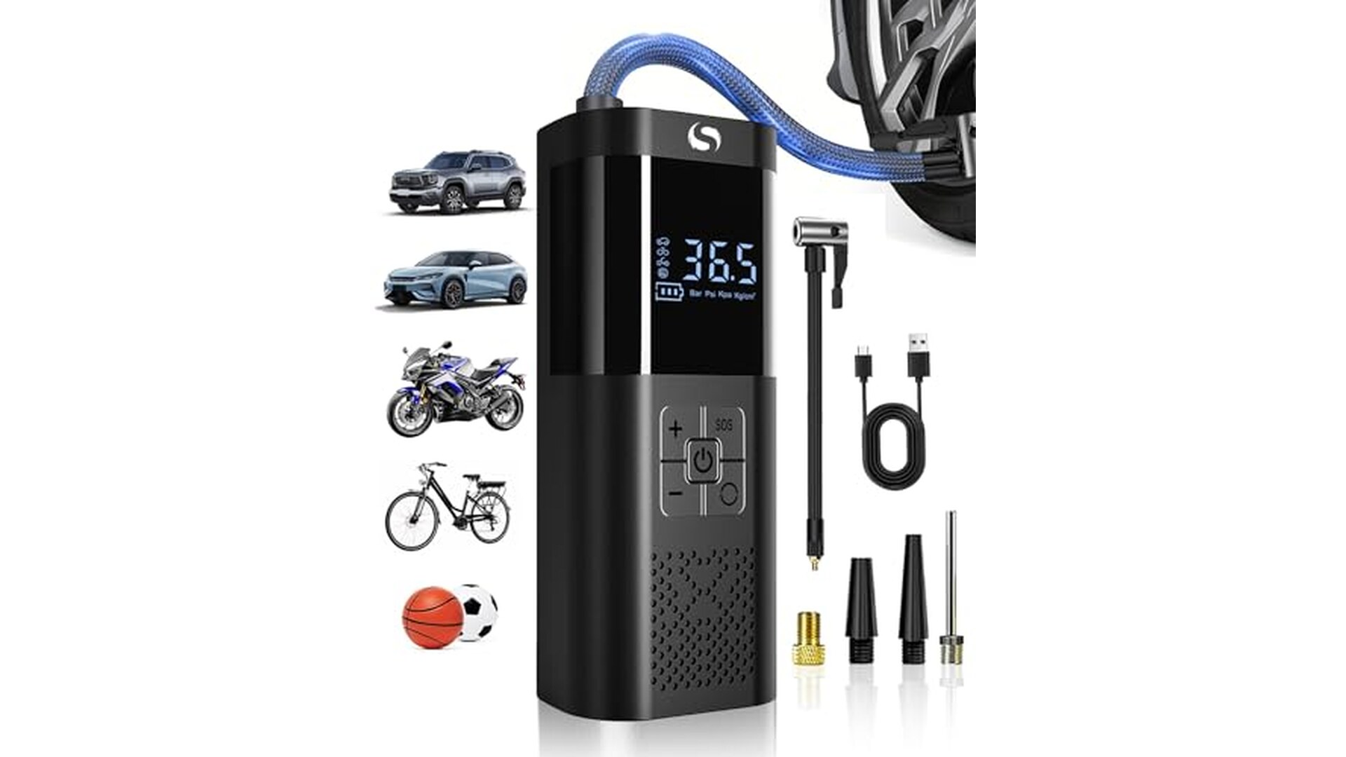 SERVOMASTER Mini Compressore Portatile per Auto e Bici