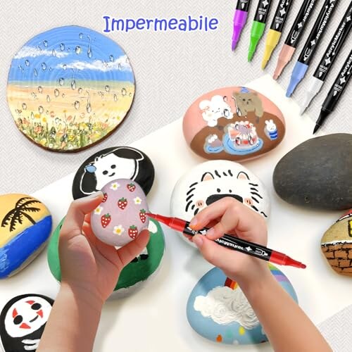 Set 24 Pennarelli Acrilici Doppia Punta Dictien - immagine 3