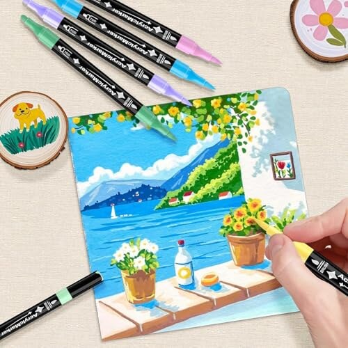 Set 24 Pennarelli Acrilici Doppia Punta Dictien - immagine 4