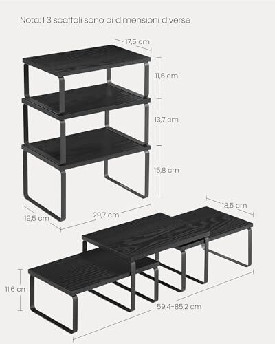 Set di 3 Scafali da Banco Impilabili SONGMICS - immagine 5