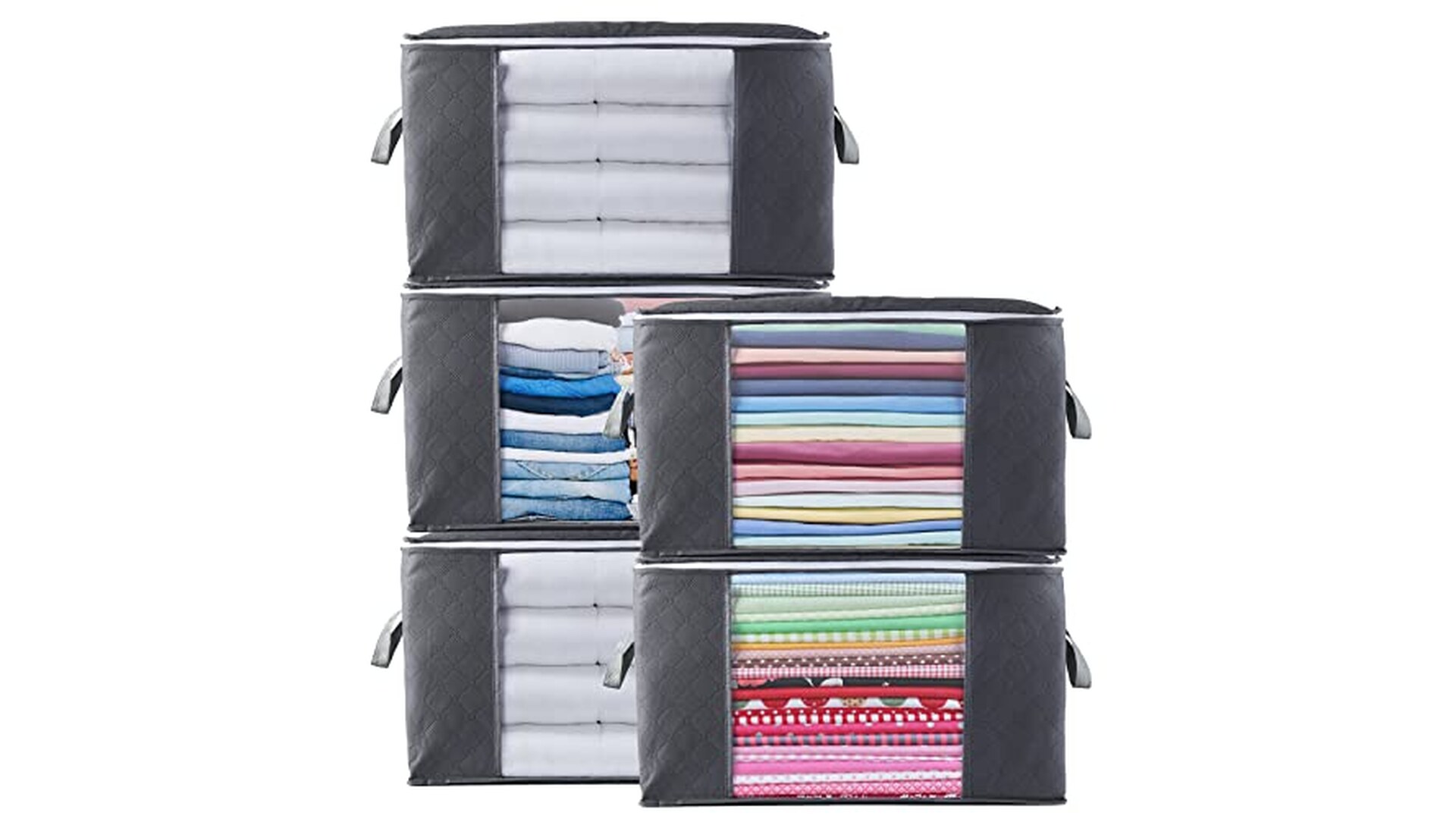 Set Contenitori Pieghevoli 90L con Manico Rinforzato