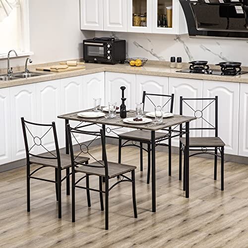 Set Tavolo da Pranzo HOMCOM 5 Pezzi MDF e Metallo - immagine 1