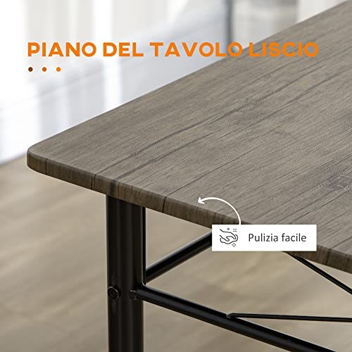 Set Tavolo da Pranzo HOMCOM 5 Pezzi MDF e Metallo - immagine 4
