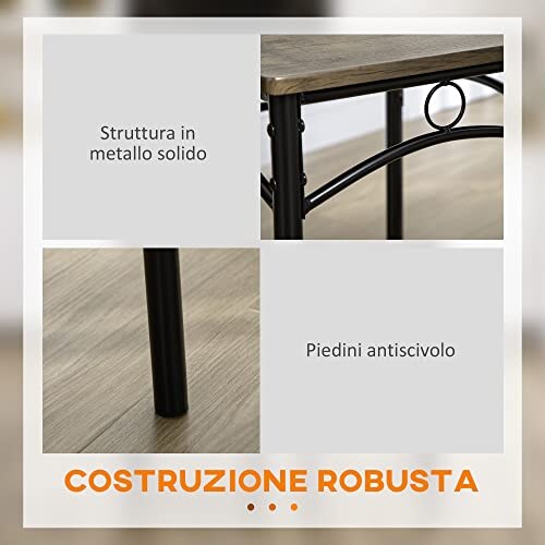 Set Tavolo da Pranzo HOMCOM 5 Pezzi MDF e Metallo - immagine 5