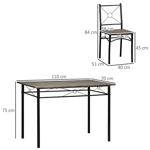 Set Tavolo da Pranzo HOMCOM 5 Pezzi MDF e Metallo - immagine 6