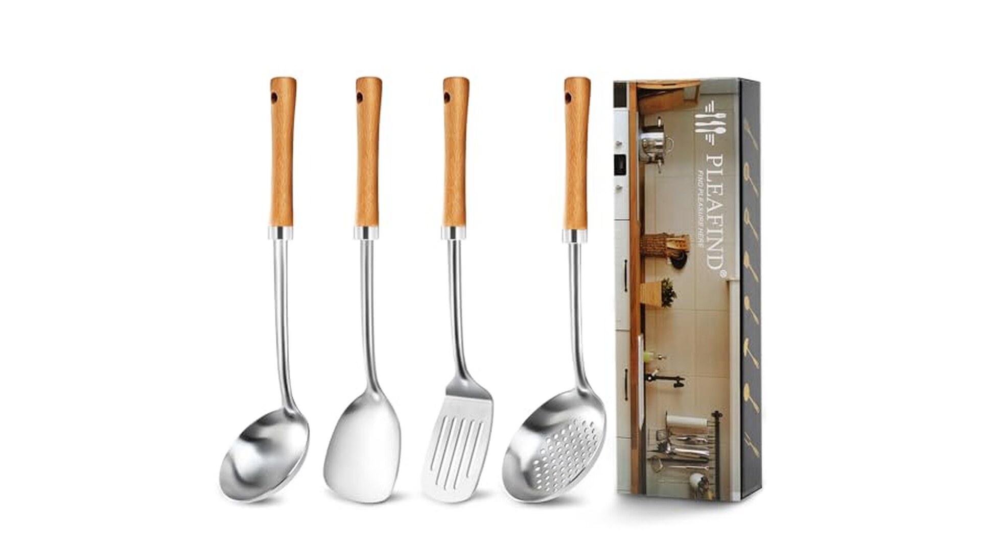Set Utensili Cucina Pleafind Acciaio Inox 4 Pezzi