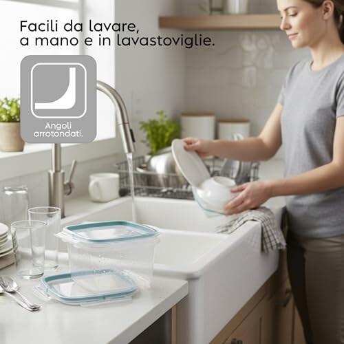 Snips Set 3 Contenitori Alimenti 1L Trasparenti - immagine 5