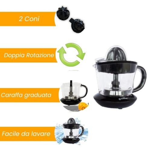 Spremiagrumi Elettrico 700ML Nero con Movimento Bidirezionale - immagine 6