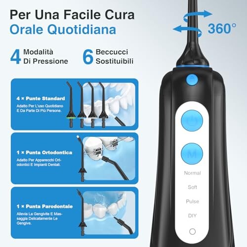 SURFOU Idropulsore Dentale Portatile Elettrico - immagine 4
