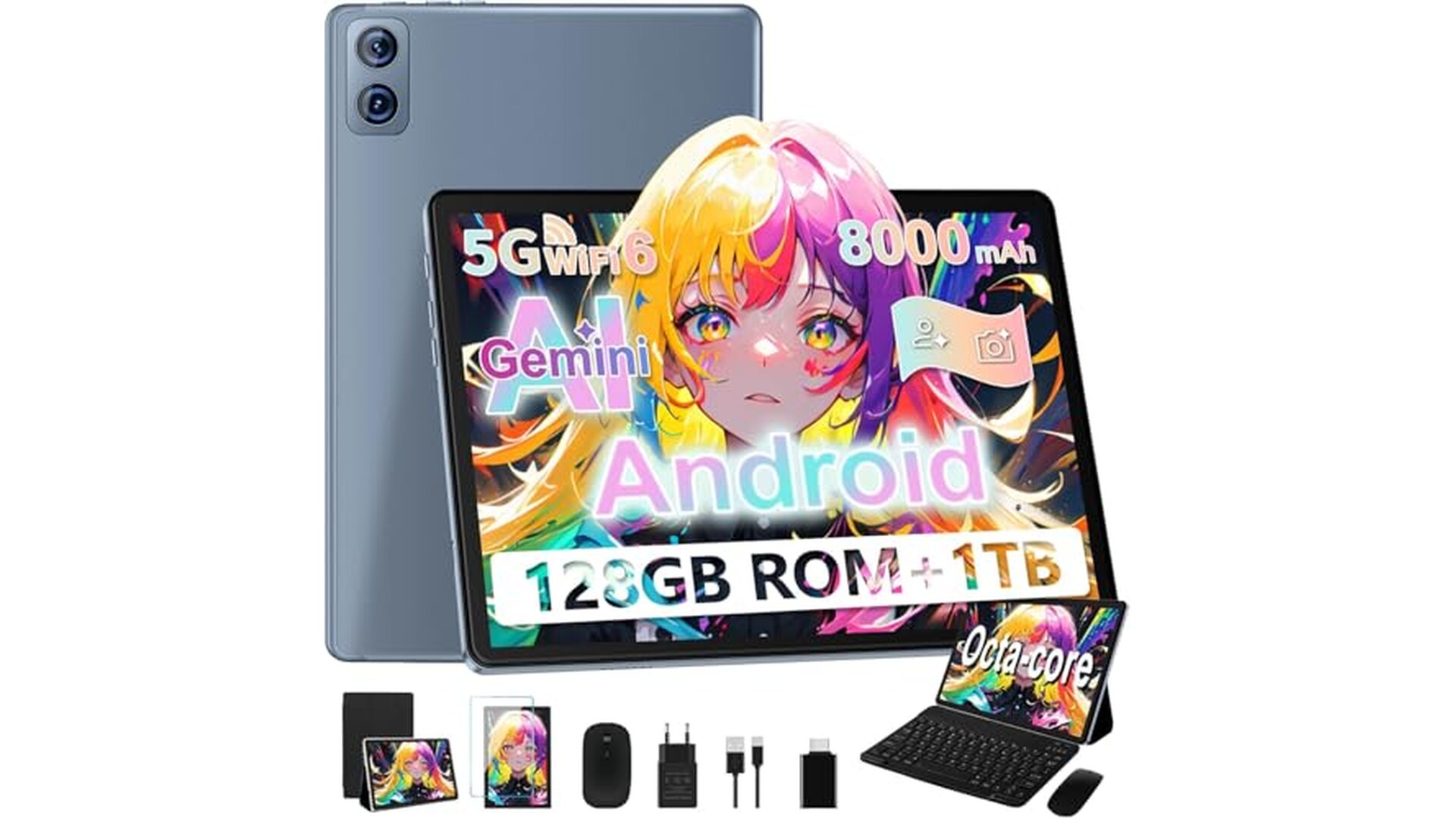 Tablet Android 10" con Tastiera e Mouse