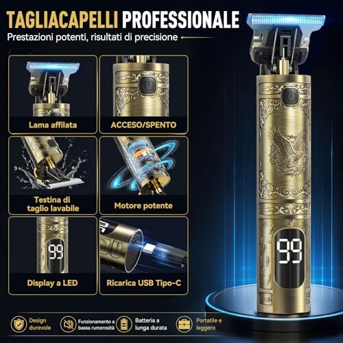 Tagliacapelli Uomo Solati con Display LED e Kit Rifinitore - immagine 1