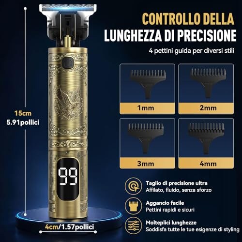 Tagliacapelli Uomo Solati con Display LED e Kit Rifinitore - immagine 3