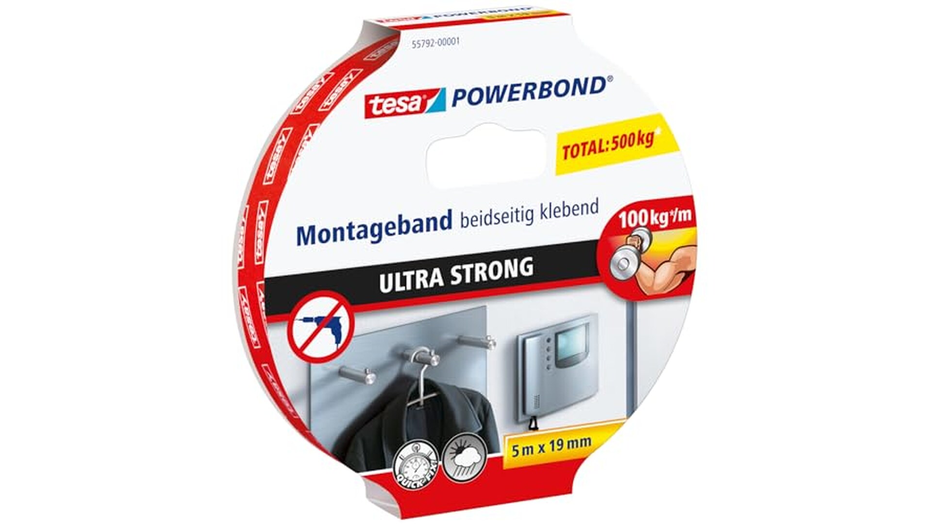 Tesa Powerbond Nastro Biadesivo Ultrastrong 5m x 19mm