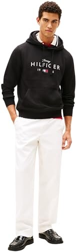 Tommy Hilfiger Felpa con Cappuccio Uomo Nero Taglia L - immagine 3